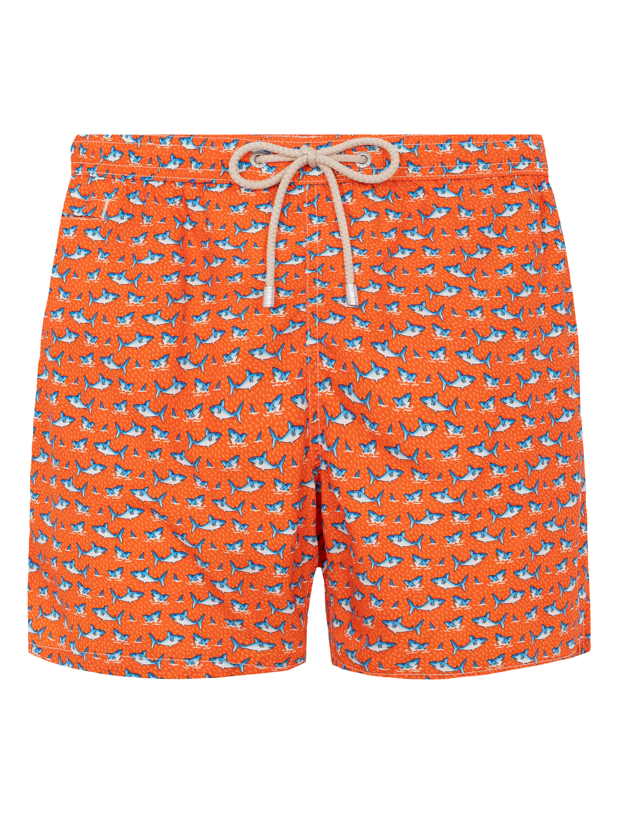 LIGHTWEIGHT FABRIC SWIM SHORTS LIGHTING WITH MICRO SHARK PRINT