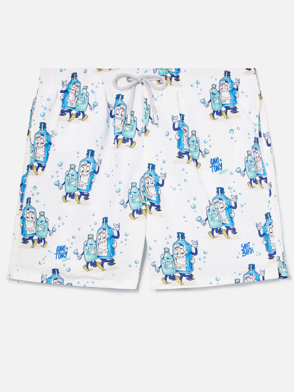 MC2 GUSTAVIA SWIM SHORTS IN WHITE WITH GINO & TONY PRINT | SPECIAL EDITION