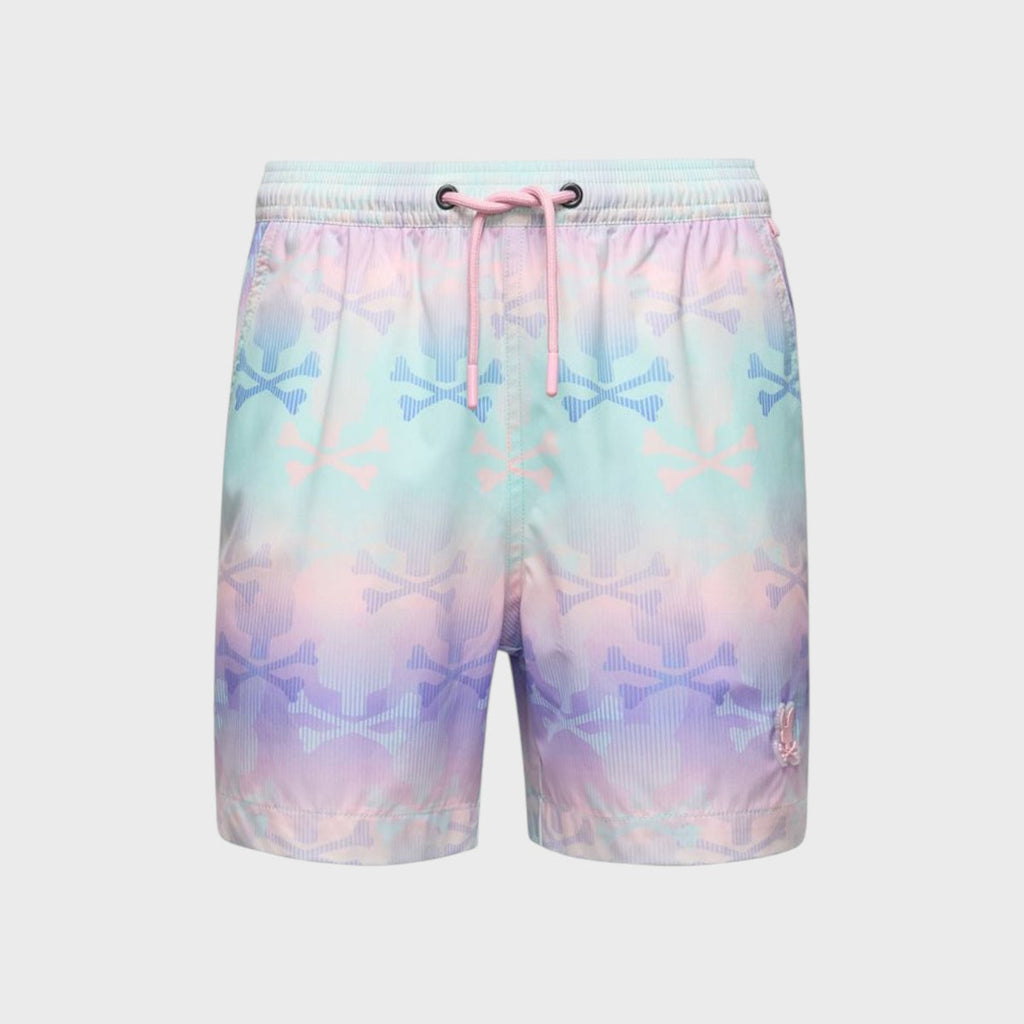 PSYCHO BUNNY - FORSTER BUNNY Printed Swim Shorts in LAVENDER GREY