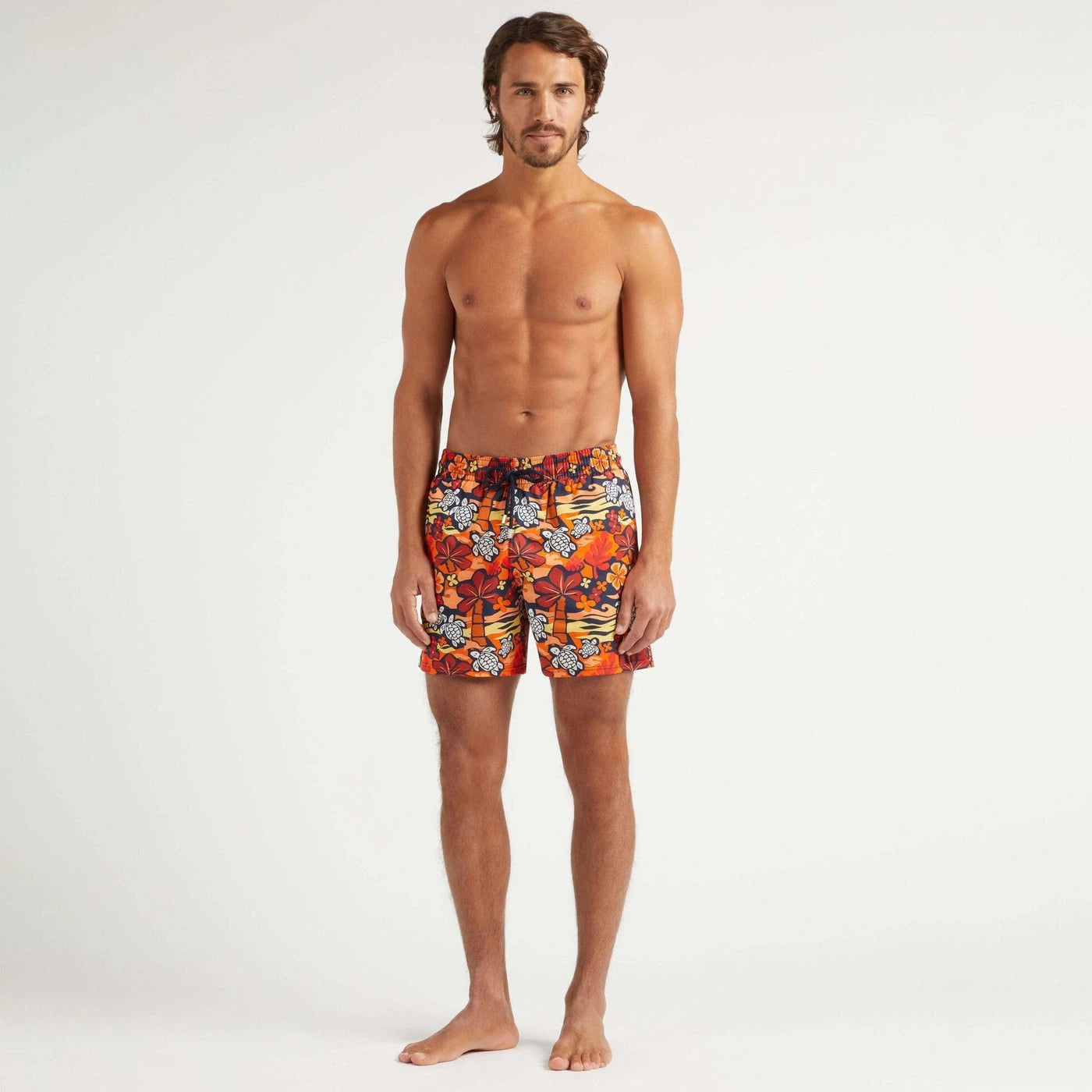 VILEBREQUIN MEN STRETCH SWIM SHORTS MONOI TURTLES + bag