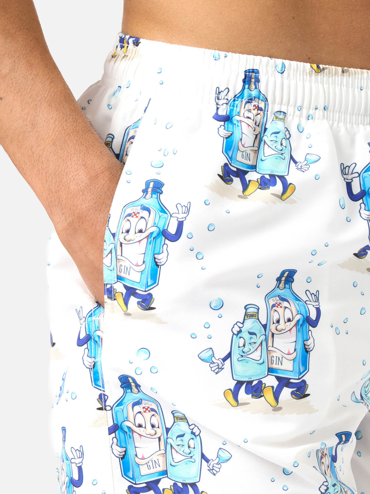 MC2 GUSTAVIA SWIM SHORTS IN WHITE WITH GINO & TONY PRINT | SPECIAL EDITION
