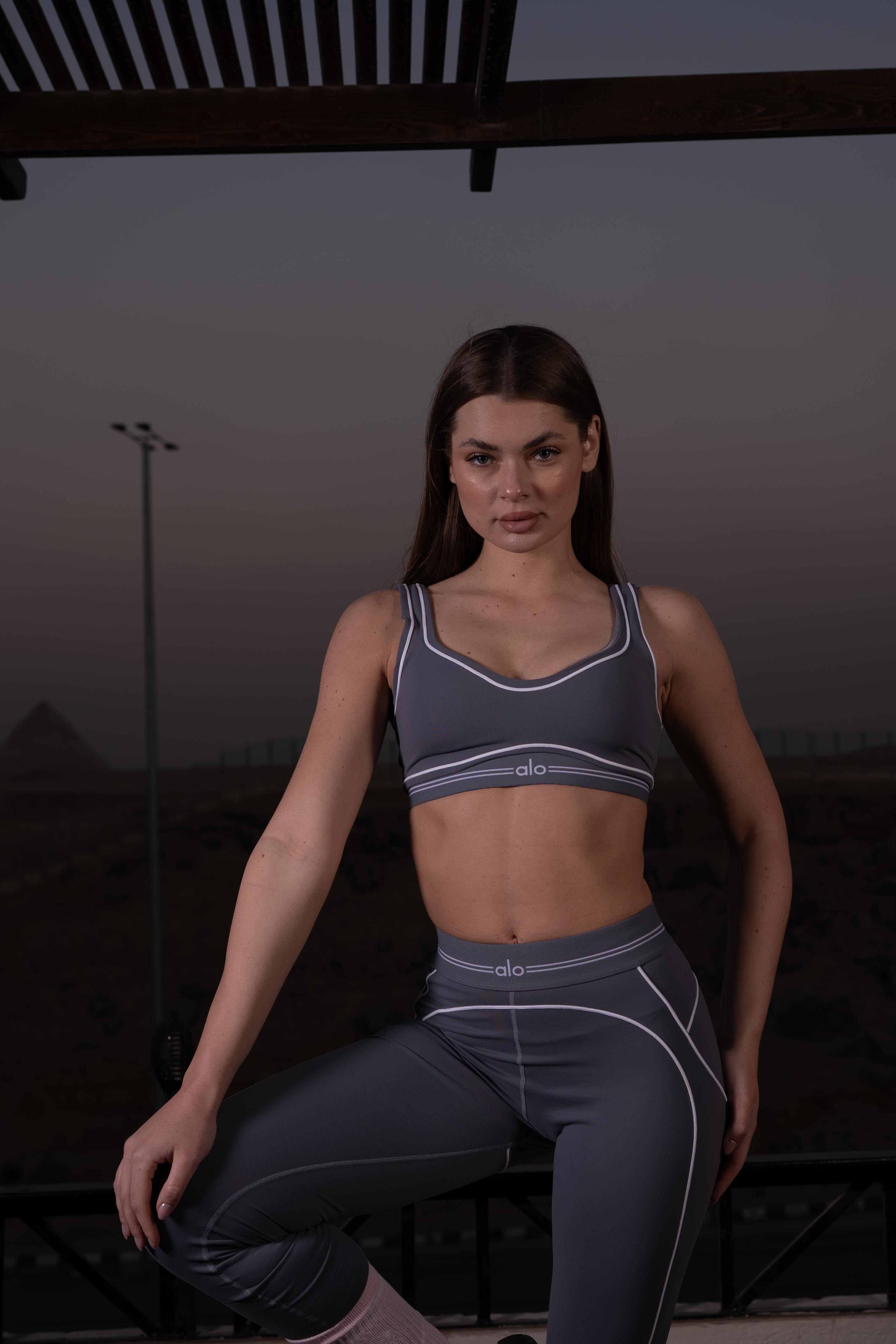 Airbrush Heart Throb Bra & Leggings Set in Steel Grey/White (Copy)