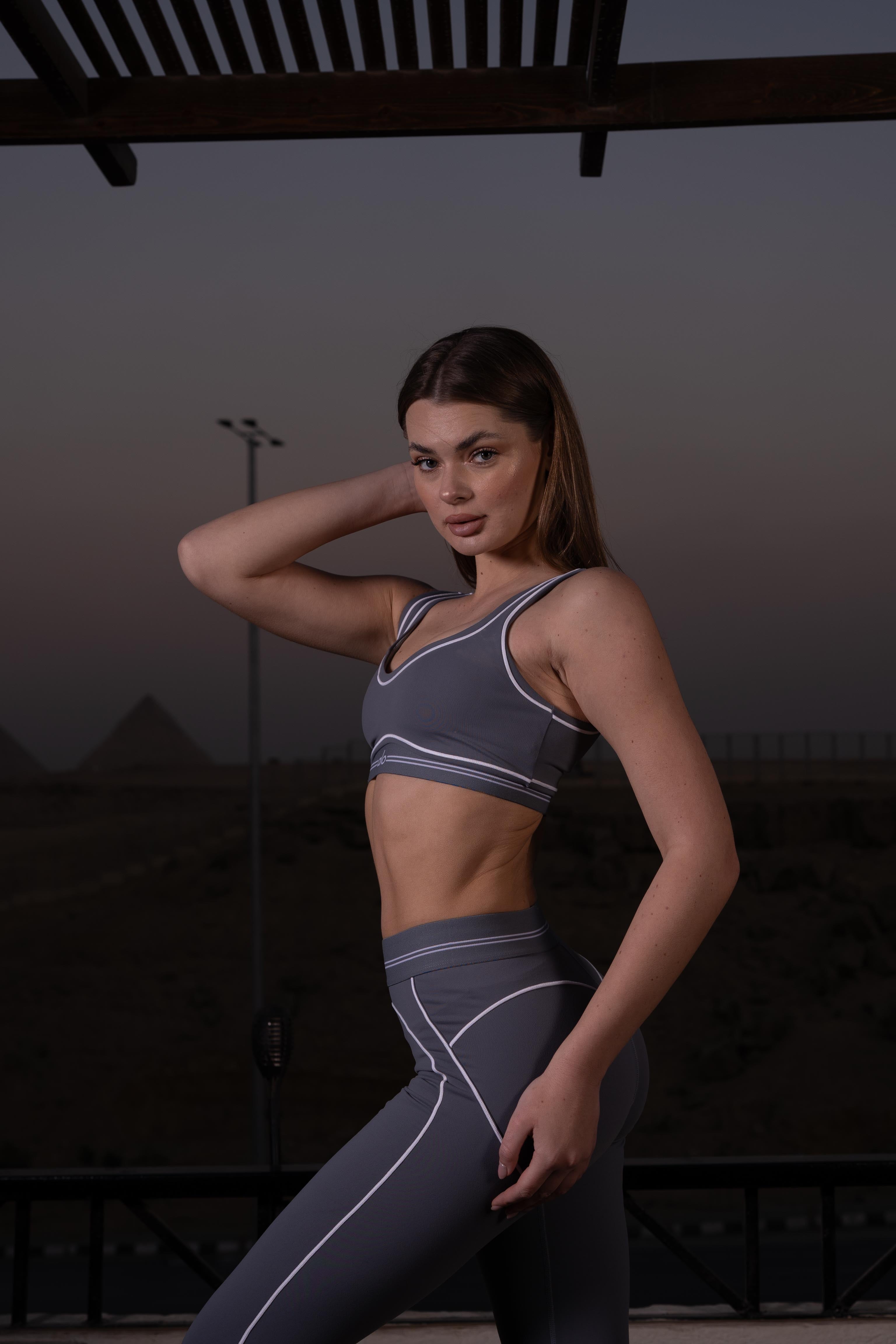 Airbrush Heart Throb Bra & Leggings Set in Steel Grey/White (Copy)