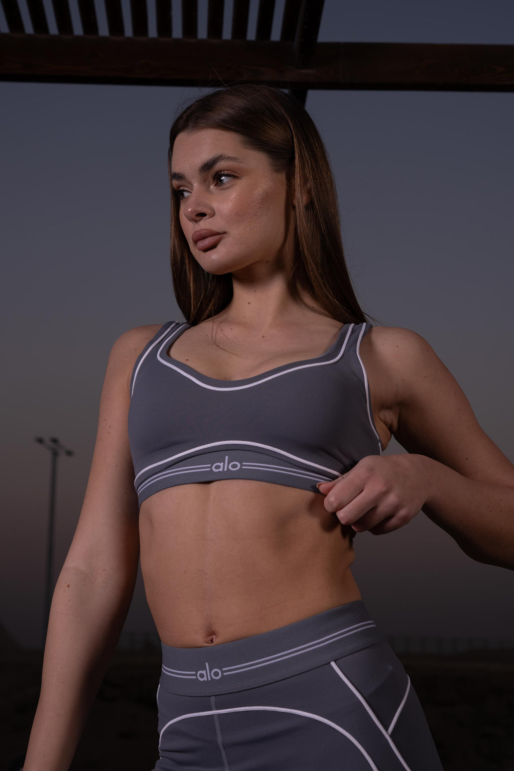 Airbrush Heart Throb Bra & Leggings Set in Steel Grey/White (Copy)