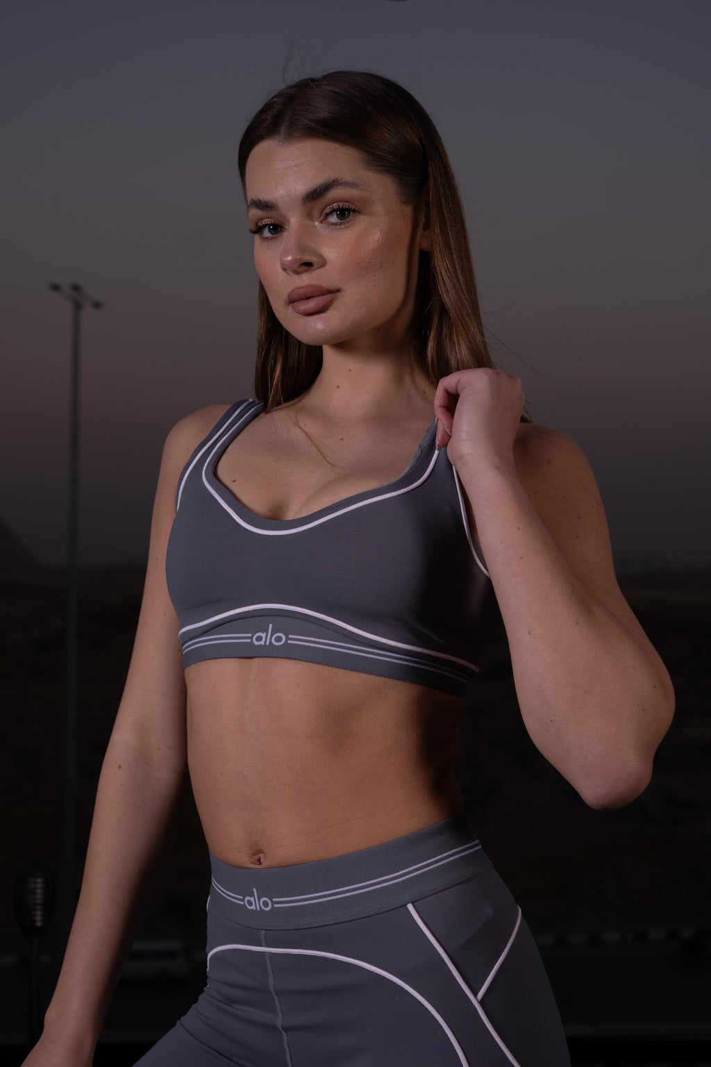 Airbrush Heart Throb Bra & Leggings Set in Steel Grey/White (Copy)