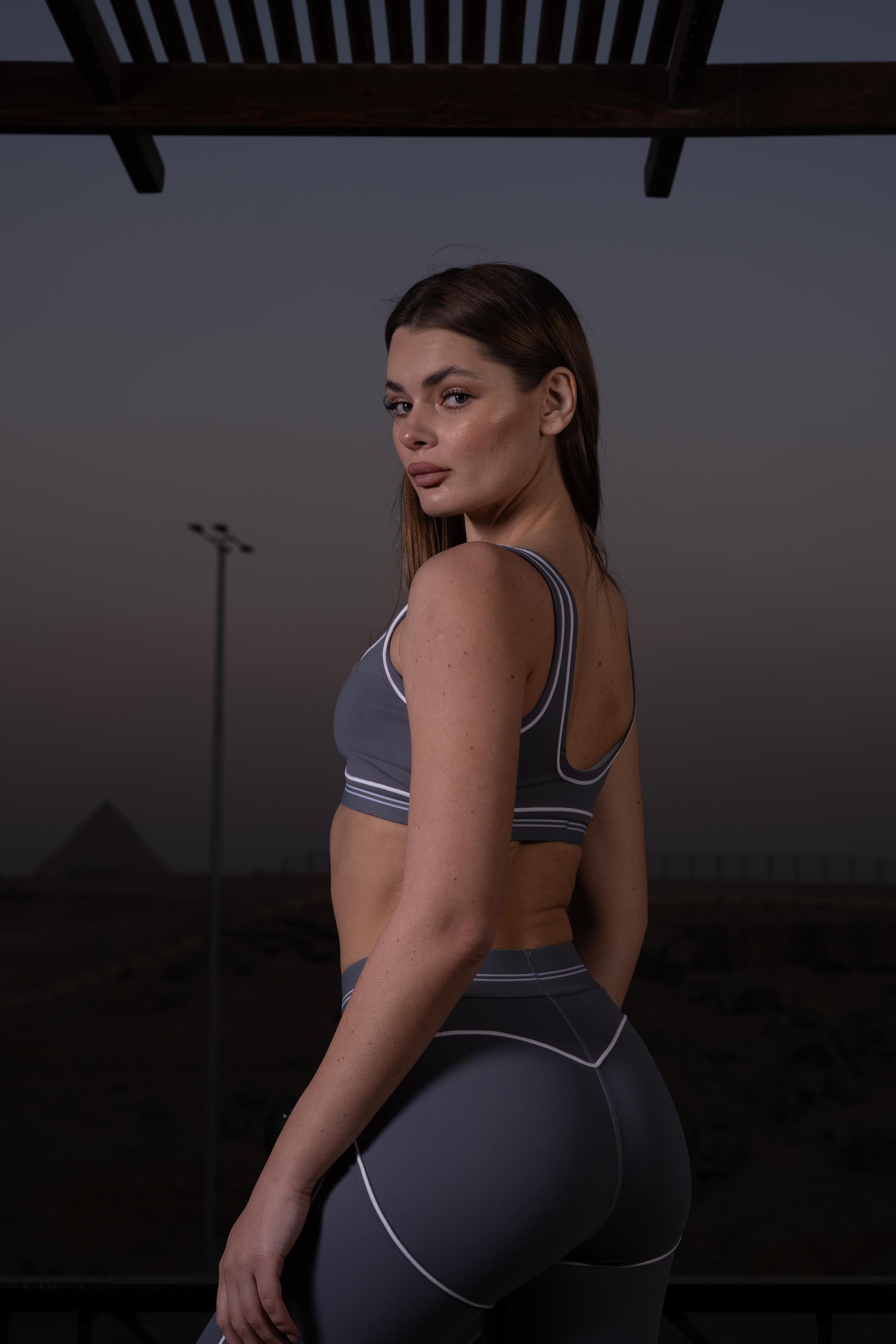 Airbrush Heart Throb Bra & Leggings Set in Steel Grey/White (Copy)