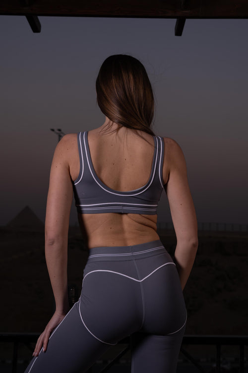 Airbrush Heart Throb Bra & Leggings Set in Steel Grey/White (Copy)