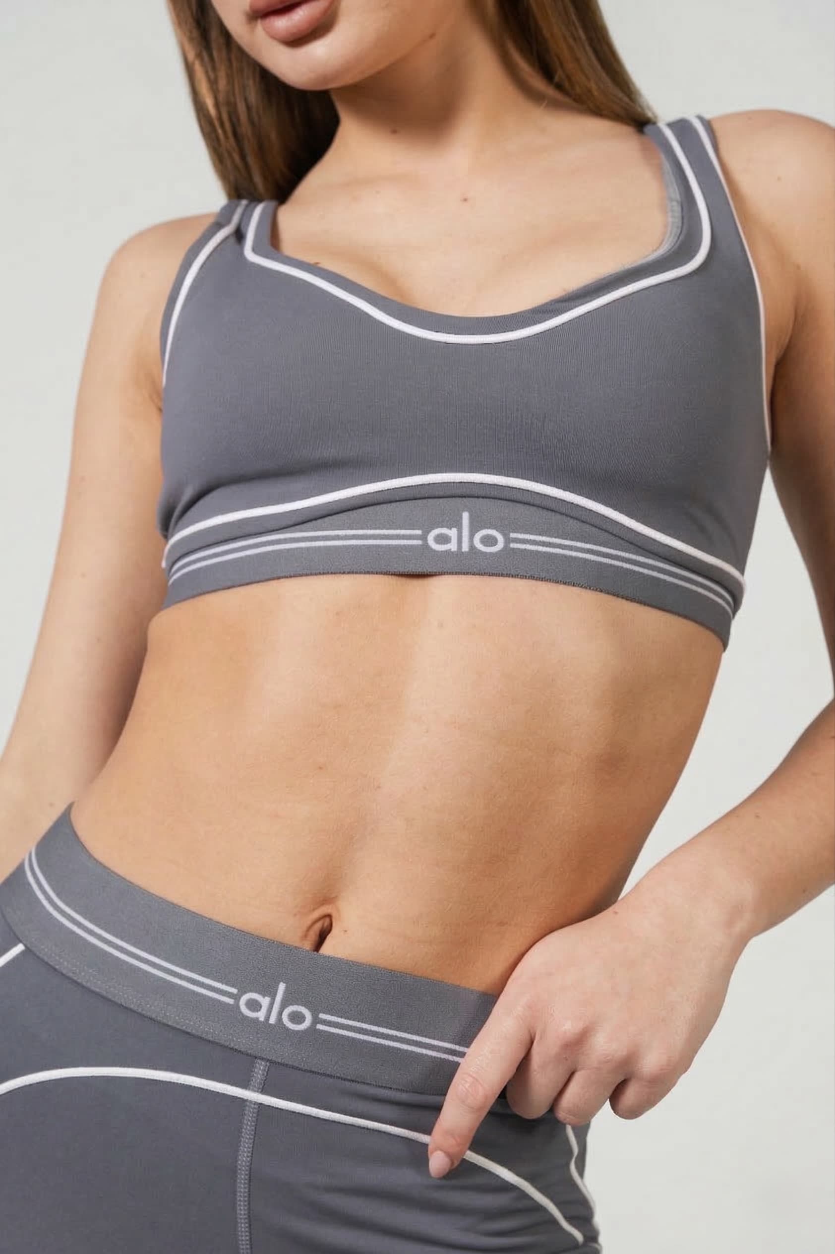 Airbrush Heart Throb Bra & Leggings Set in Steel Grey/White