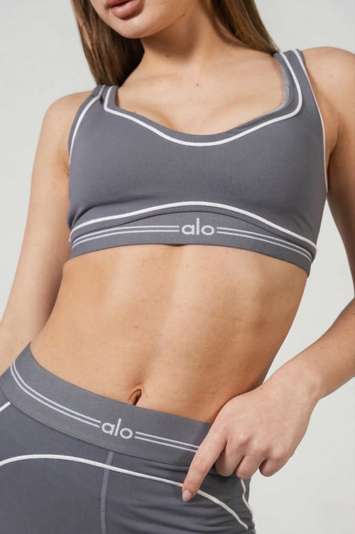Airbrush Heart Throb Bra & Leggings Set in Steel Grey/White