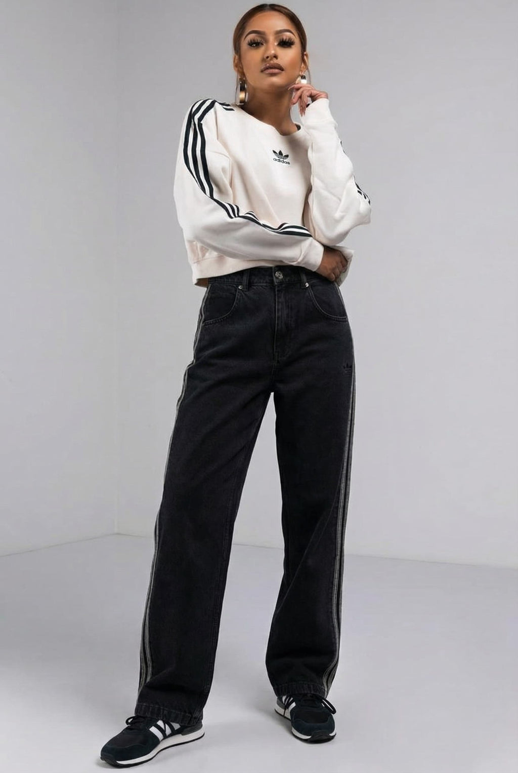 Originals Adicolor 3-Stripe Wide-Leg Denim Jeans unisex